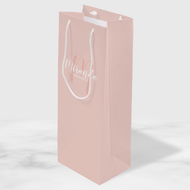 Modern Script Personalized Bridesmaids Wine Gift Bag (Creator Uploaded)