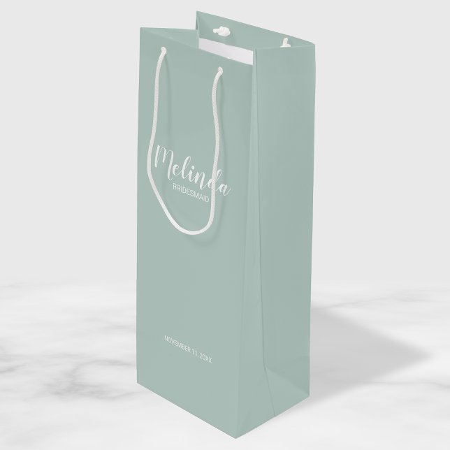 Modern Script Personalized Bridesmaids Wine Gift Bag (Creator Uploaded)