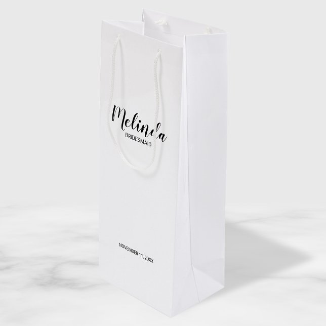 Modern Script Personalized Bridesmaids Wine Gift Bag (Creator Uploaded)