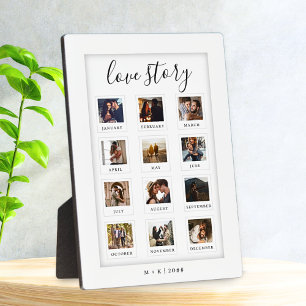 Modern Script Personalized Couple Love Story Photo Plaque