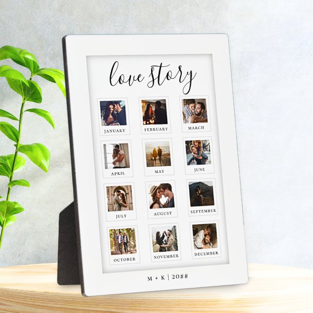 Modern Script Personalized Couple Love Story Photo Plaque (Creator Uploaded)