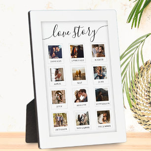 Modern Script Personalized Couple Love Story Photo Plaque