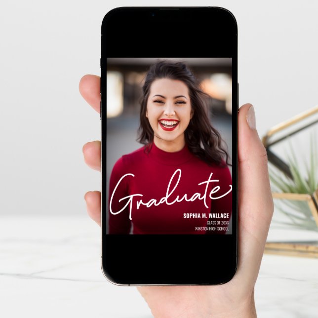 Modern Script Personalized Graduate Photo Announcement (Front Digital)
