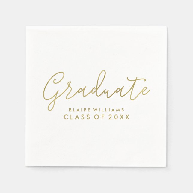 Modern Script Personalized Graduation Napkins (Front)