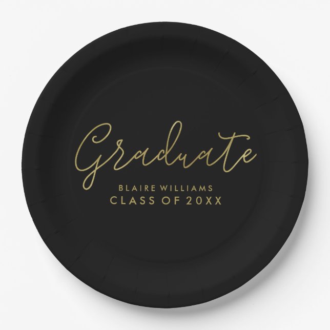 Modern Script Personalized Graduation Paper Plates (Front)