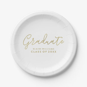 Modern Script Personalized Graduation Paper Plates