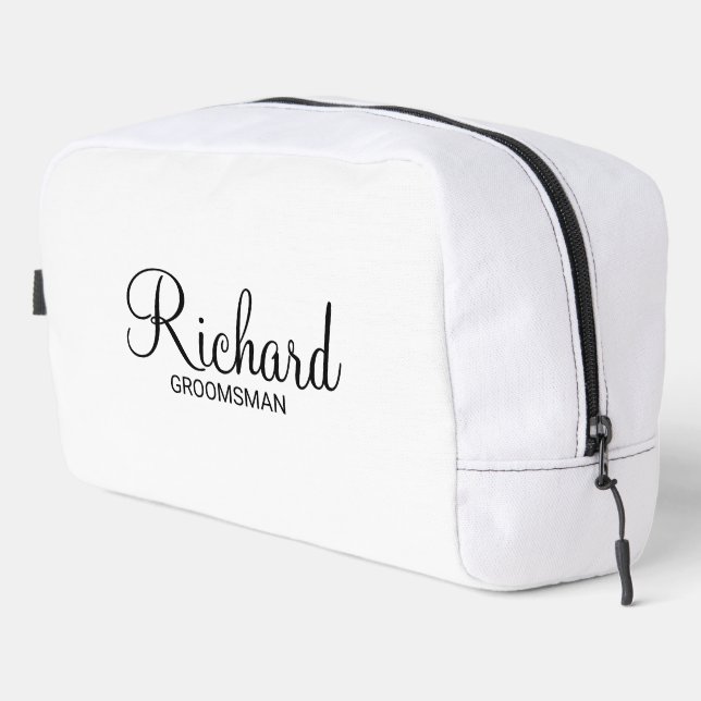 Modern Script Personalized Groomsman Dopp Kit (Right Corner)