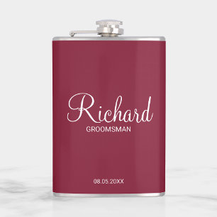 Modern Script Personalized Groomsman Flask