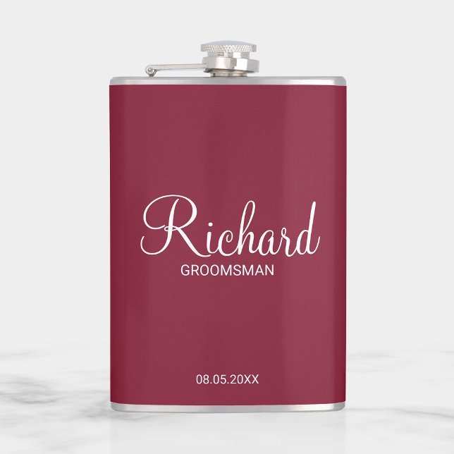 Modern Script Personalized Groomsman Flask (Creator Uploaded)