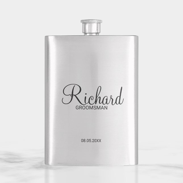 Modern Script Personalized Groomsman Flask (Creator Uploaded)