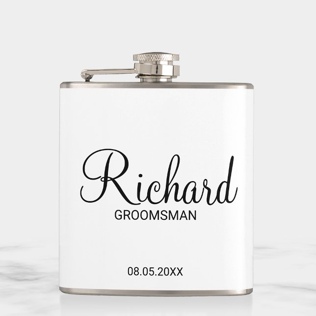 Modern Script Personalized Groomsman Flask (Creator Uploaded)