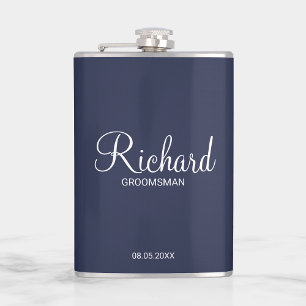 Modern Script Personalized Groomsman Flask