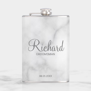 Modern Script Personalized Groomsman Flask