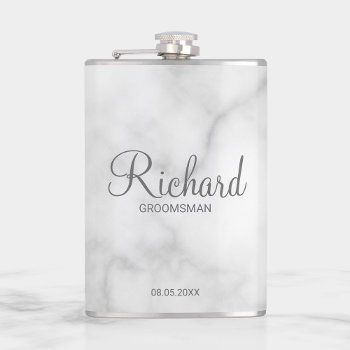 Modern Script Personalized Groomsman Flask by manadesignco at Zazzle