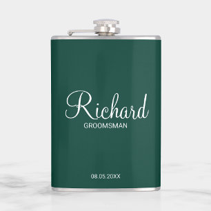Modern Script Personalized Groomsman Flask