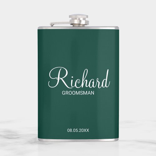 Modern Script Personalized Groomsman Flask