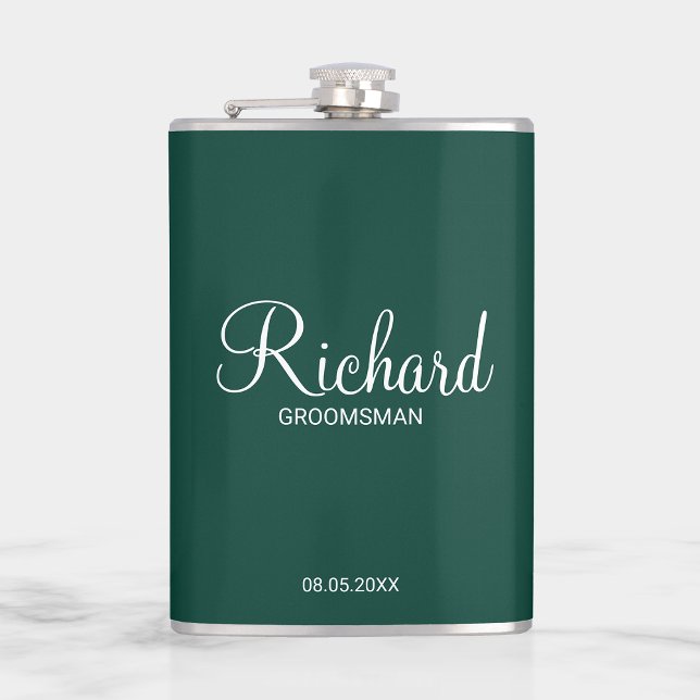 Modern Script Personalized Groomsman Flask (Creator Uploaded)