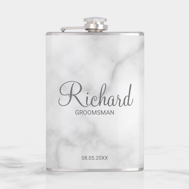 Modern Script Personalized Groomsman Flask (Creator Uploaded)