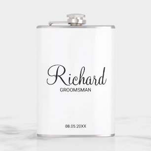 Modern Script Personalized Groomsman Flask