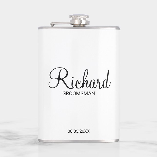 Modern Script Personalized Groomsman Flask (Creator Uploaded)