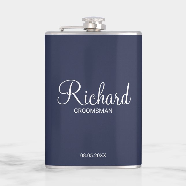 Modern Script Personalized Groomsman Flask (Creator Uploaded)
