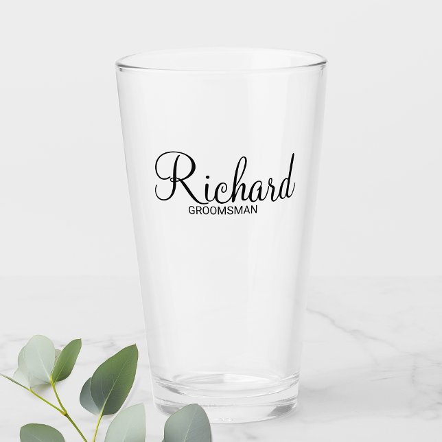 Modern Script Personalized Groomsman Glass (Creator Uploaded)