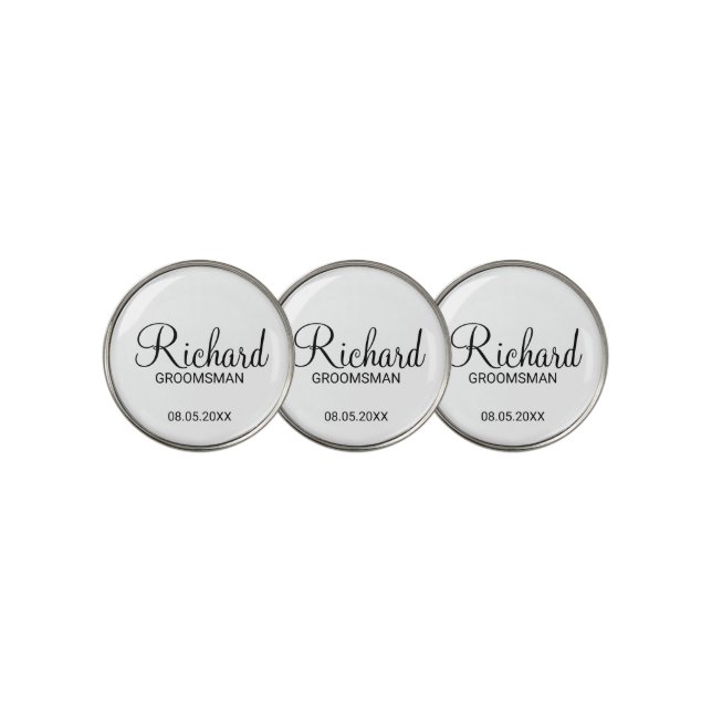 Modern Script Personalized Groomsman Golf Ball Marker (3 Up)
