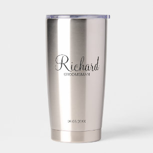 Modern Script Personalized Groomsman Insulated Tumbler
