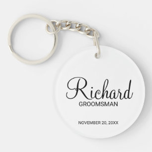 Modern Script Personalized Groomsman Keychain