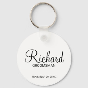 Modern Script Personalized Groomsman Keychain