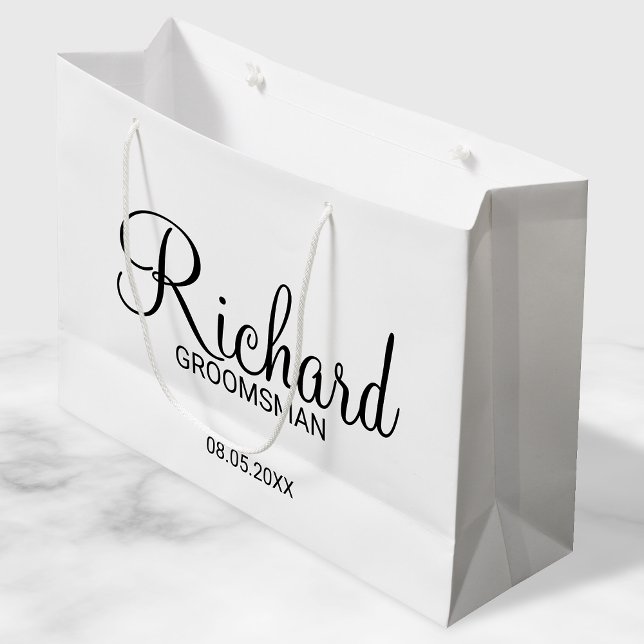 Modern Script Personalized Groomsman Large Gift Bag (Creator Uploaded)