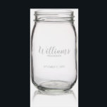 Modern Script Personalized Groomsman Mason Jar<br><div class="desc">Modern Script Personalized Groomsman Etched Glass
featuring personalized groomsman's name in modern script font style with title and wedding date in modern sans serif font style.

Also perfect for best man,  father of the bride,  bridesmaid,  maid of honor and more.</div>