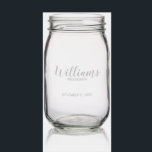 Modern Script Personalized Groomsman Mason Jar<br><div class="desc">Modern Script Personalized Groomsman Etched Glass
featuring personalized groomsman's name in modern script font style with title and wedding date in modern sans serif font style.

Also perfect for best man,  father of the bride,  bridesmaid,  maid of honor and more.</div>
