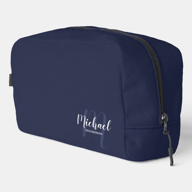 Modern Script Personalized Groomsman Monogram Name Dopp Kit (Right Corner)