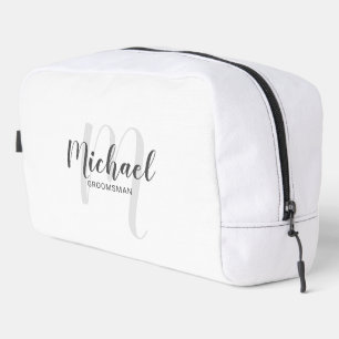 Modern Script Personalized Groomsman Monogram Name Dopp Kit
