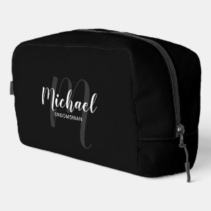 Modern Script Personalized Groomsman Monogram Name Dopp Kit