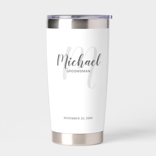 Modern Script Personalized Groomsman Name Insulated Tumbler