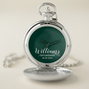 Modern Script Personalized Groomsman Pocket Watch