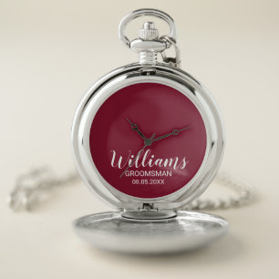 Modern Script Personalized Groomsman Pocket Watch