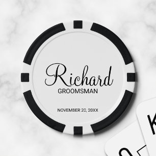 Modern Script Personalized Groomsman Poker Chips