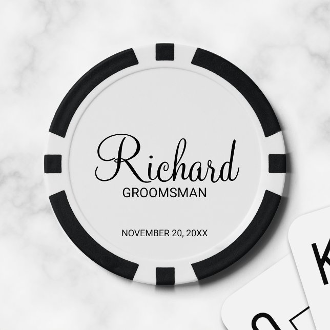 Modern Script Personalized Groomsman Poker Chips (Creator Uploaded)