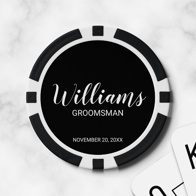 Modern Script Personalized Groomsman Poker Chips (Creator Uploaded)