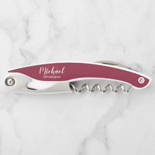 Modern Script Personalized Groomsman Waiter's Corkscrew