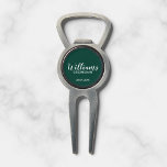 Modern Script Personalized Groomsman's Name Divot Tool<br><div class="desc">Personalized Groomsman Gifts
featuring personalized groomsman's name in white modern script font style with title and wedding date in modern sans serif font style on emerald green background.

Also perfect for best man,  father of the bride,  bridesmaid,  maid of honor,  mother of the bride and more.</div>