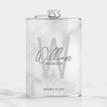 Modern Script Personalized Groomsman's Name Flask by manadesignco at Zazzle