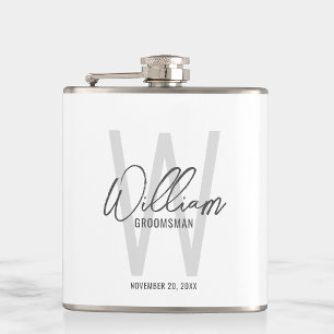 Modern Script Personalized Groomsman's Name Flask
