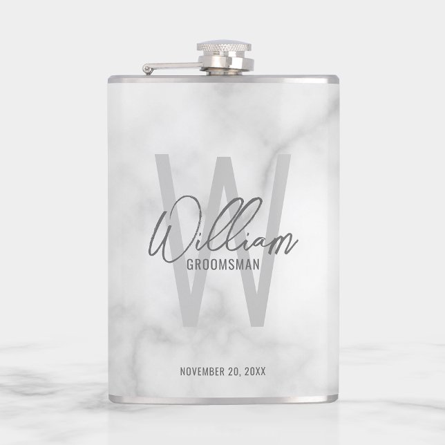 Modern Script Personalized Groomsman's Name Flask (Creator Uploaded)