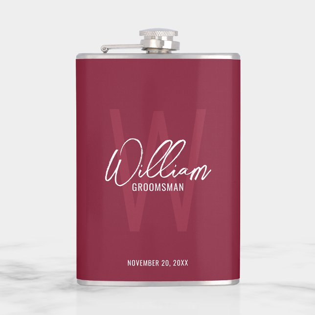 Modern Script Personalized Groomsman's Name Flask (Creator Uploaded)