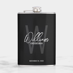 Modern Script Personalized Groomsman's Name Flask