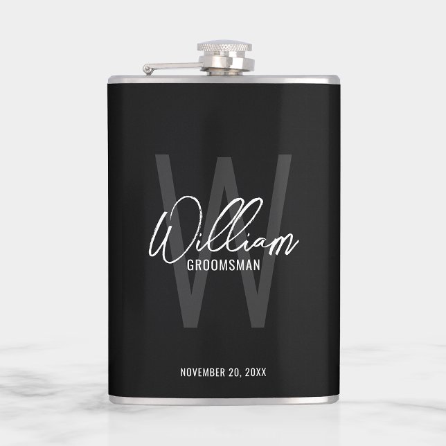Modern Script Personalized Groomsman's Name Flask (Creator Uploaded)
